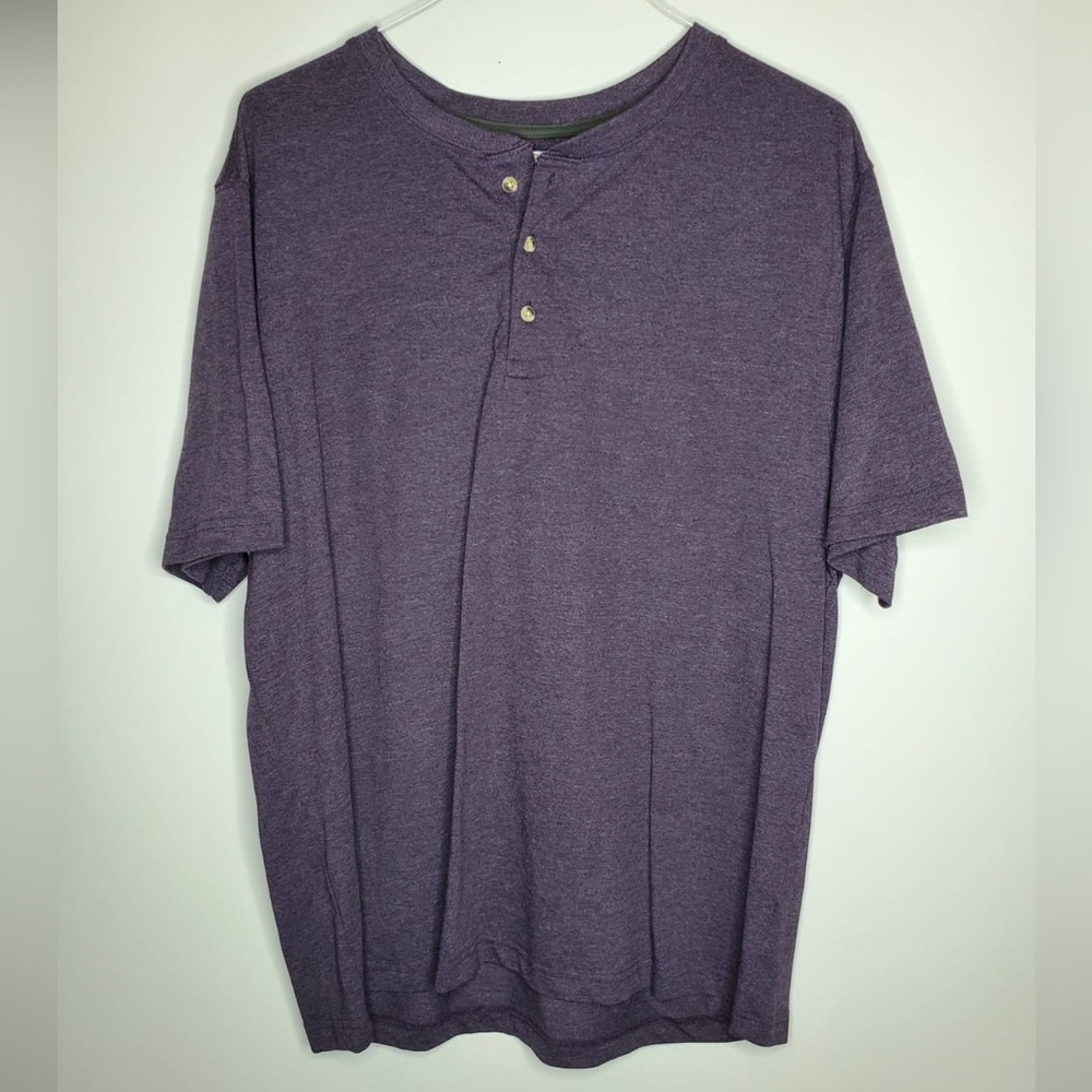 Wrangler Authentics Short Sleeve Mens Henley Tee Dark Purple Tee Shirt XL